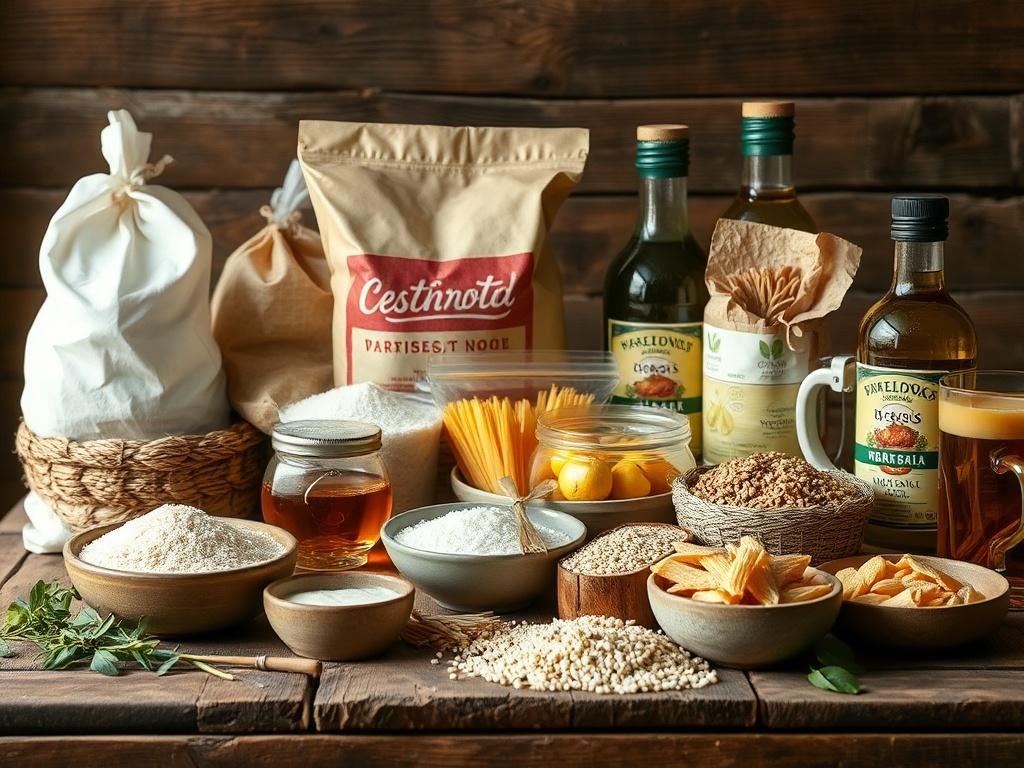 A rustic and high resolution of various food products including